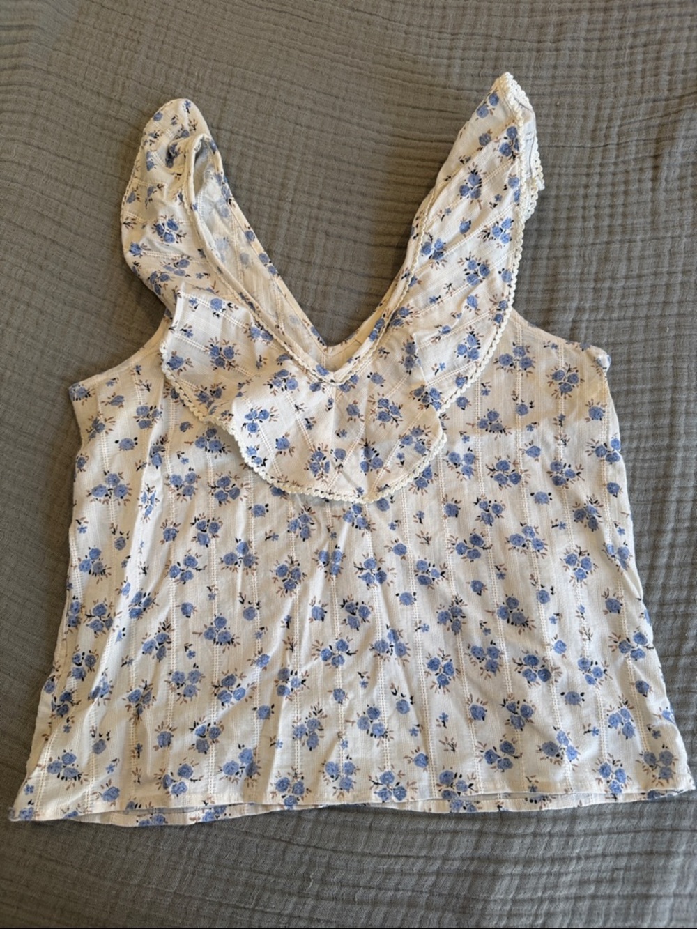 Sezane Gold Blouse Mini Fleurs Bleu - Size 34